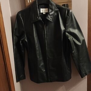 Worthington Women's Sleek Black Leather Jacket SZ L
